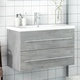 Шкаф за мивка за баня с вградена керамична мивка 80 см, бетонно сив