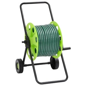 Макара за маркуч с колелца 30м PVC 0,75 зелена с комплект фитинги