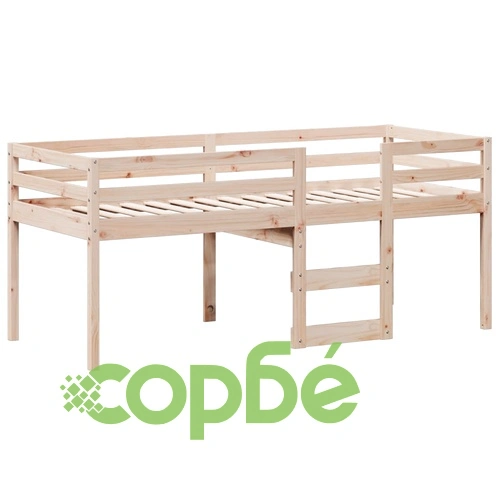 Високо легло с покрив от масивна борова дървесина, 80x200 см ➤ топ цена ➤ sorbe.bg