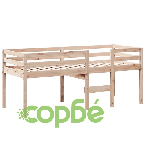 Високо легло с покрив от масивна борова дървесина, 80x200 см ➤ топ цена ➤ sorbe.bg