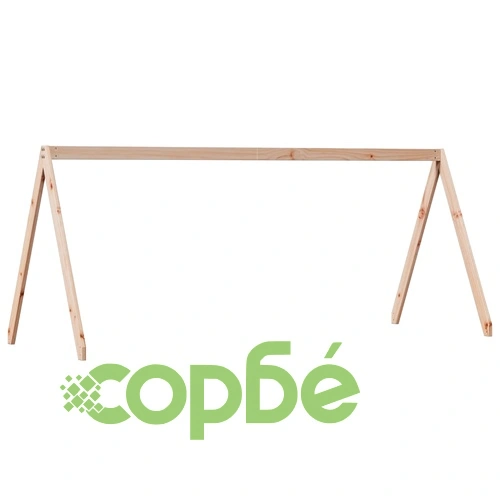 Високо легло с покрив от масивна борова дървесина, 80x200 см ➤ топ цена ➤ sorbe.bg