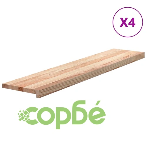 Стълбищни стъпала от масивен дъб, 4 бр., 120x25x2 см, необработени ➤ топ цена ➤ sorbe.bg