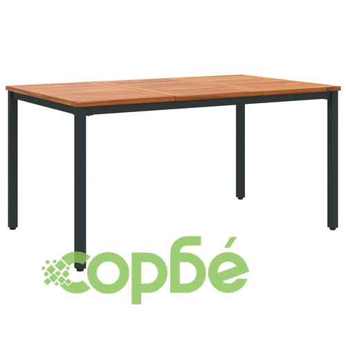 Комплект за хранене в градината 5 части - Черна метална маса 150x90x75 см с 4 стола от метал и дърво ➤ топ цена ➤ sorbe.bg