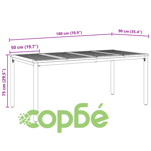 5-Часов комплект за градинско хранене - Черен, Метална рамка и Дървен плот 180x90x75 см ➤ топ цена ➤ sorbe.bg