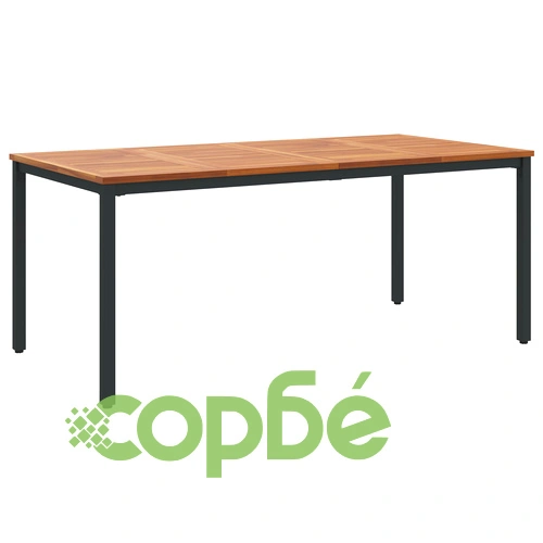 5-Часов комплект за градинско хранене - Черен, Метална рамка и Дървен плот 180x90x75 см ➤ топ цена ➤ sorbe.bg