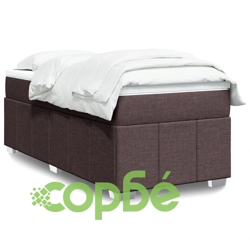 Боксспринг легло с матрак, 90x200 см, тъмнокафяв плат, с топ матрак ➤ топ цена ➤ sorbe.bg