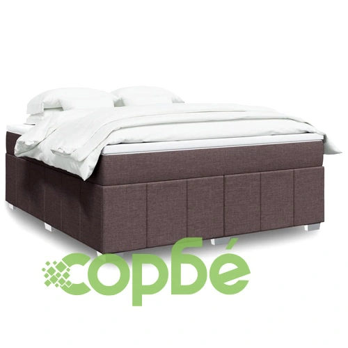 Боксспринг легло с джобинен матрак и топ матрак, 180x200 см, тъмнокафяв плат ➤ топ цена ➤ sorbe.bg