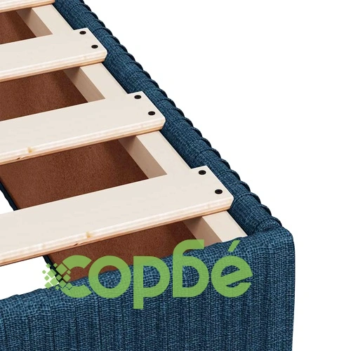 Боксспринг легло с матрак и топер, синьо, 200x200 см, полиестерен плат ➤ топ цена ➤ sorbe.bg