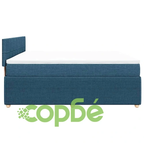 Боксспринг легло с матрак и топер, синьо, 200x200 см, полиестерен плат ➤ топ цена ➤ sorbe.bg