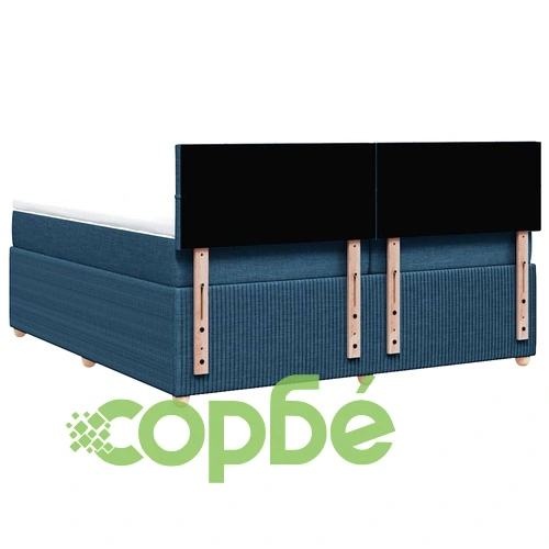 Боксспринг легло с матрак и топер, синьо, 200x200 см, полиестерен плат ➤ топ цена ➤ sorbe.bg