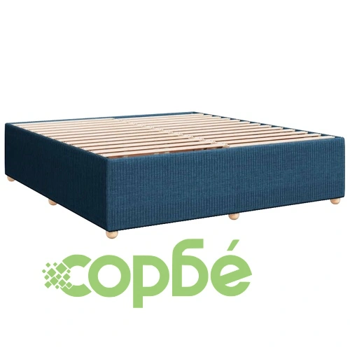 Боксспринг легло с матрак и топер, синьо, 200x200 см, полиестерен плат ➤ топ цена ➤ sorbe.bg