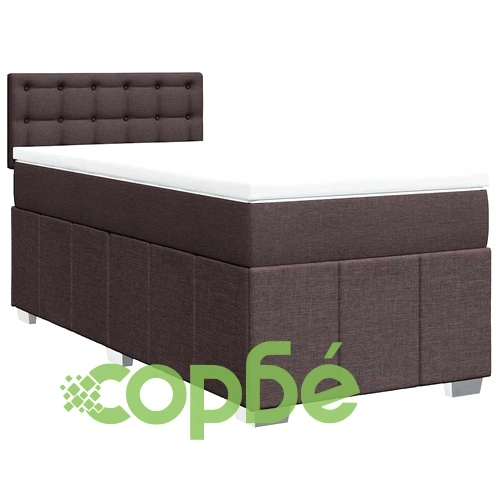 Боксспринг легло с матрак, 90x200 см, тъмнокафяв плат, LED осветление ➤ топ цена ➤ sorbe.bg