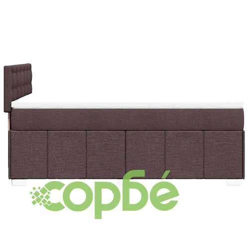 Боксспринг легло с матрак, 90x200 см, тъмнокафяв плат, LED осветление ➤ топ цена ➤ sorbe.bg