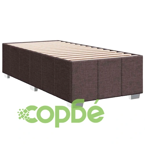 Боксспринг легло с матрак, 90x200 см, тъмнокафяв плат, LED осветление ➤ топ цена ➤ sorbe.bg