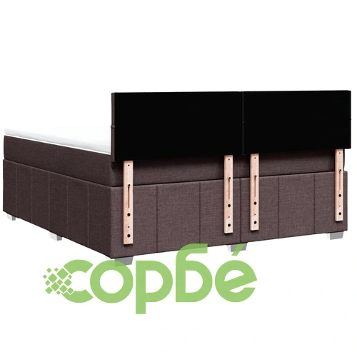 Боксспринг легло с матрак 180x200 см, тъмнокафяв плат, LED осветление ➤ топ цена ➤ sorbe.bg