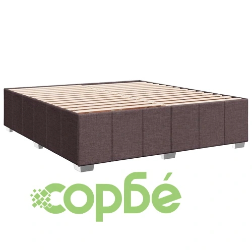 Боксспринг легло с матрак, тъмнокафяво, 180x200 см, полиестерен плат ➤ топ цена ➤ sorbe.bg