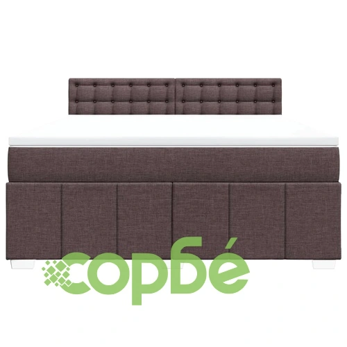 Боксспринг легло с матрак, тъмнокафяво, 180x200 см, полиестерен плат ➤ топ цена ➤ sorbe.bg