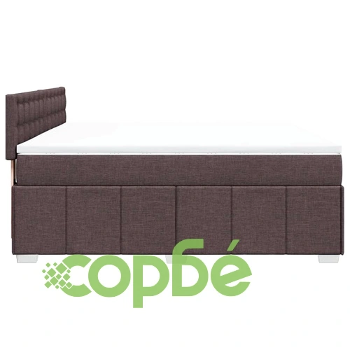 Боксспринг легло с матрак, тъмнокафяво, 180x200 см, полиестерен плат ➤ топ цена ➤ sorbe.bg