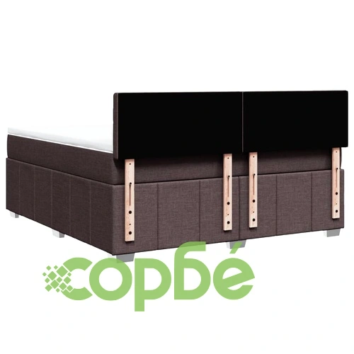 Боксспринг легло с матрак, тъмнокафяво, 180x200 см, полиестерен плат ➤ топ цена ➤ sorbe.bg