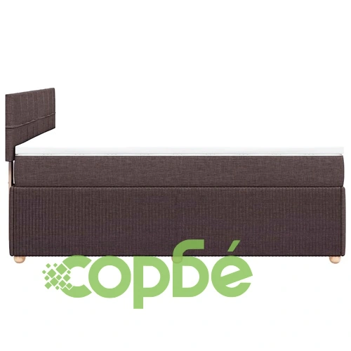 Луксозно боксспринг легло с матрак, тъмнокафяво, 160x200 см, плат, LED осветление ➤ топ цена ➤ sorbe.bg