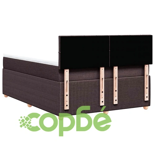 Луксозно боксспринг легло с матрак, тъмнокафяво, 160x200 см, плат, LED осветление ➤ топ цена ➤ sorbe.bg