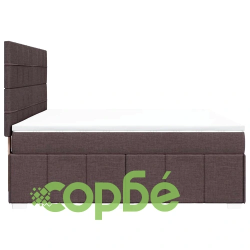 Боксспринг легло с матрак, тъмнокафяво, 180x200 см, полиестерен плат ➤ топ цена ➤ sorbe.bg