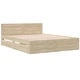 Рамка за легло с табла от инженерно дърво, цвят дъб сонома, 160x200 см, с чекмеджета