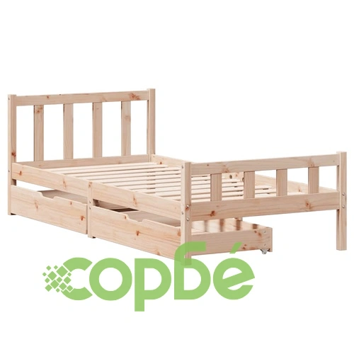 Рамка за легло от масивна чамова дървесина, 90x190 см, с две чекмеджета ➤ топ цена ➤ sorbe.bg