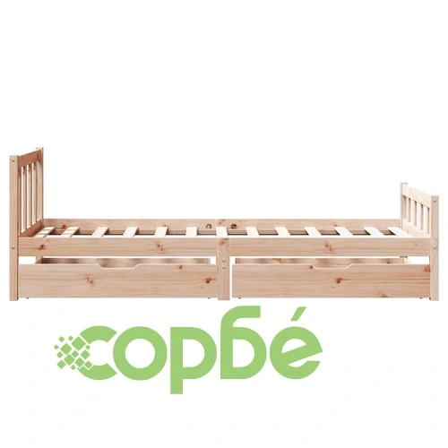 Рамка за легло от масивна чамова дървесина, 90x190 см, с две чекмеджета ➤ топ цена ➤ sorbe.bg