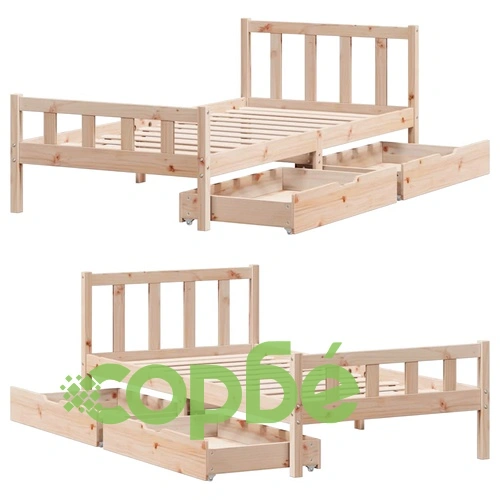 Рамка за легло от масивна чамова дървесина, 90x190 см, с две чекмеджета ➤ топ цена ➤ sorbe.bg