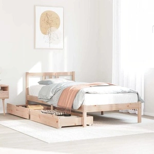 Рамка за легло от масивна чамова дървесина с две чекмеджета, 75x190 см