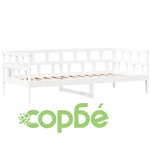 Дневно легло от масивно дърво с 2 чекмеджета - бяло, 90x190 см ➤ топ цена ➤ sorbe.bg