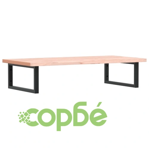 Стенен рафт за мивка от стомана и масивен бук, 100 x 50 x 2,5 см ➤ топ цена ➤ sorbe.bg