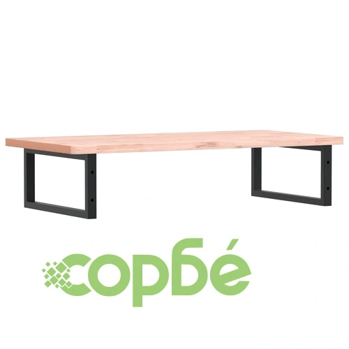 Стенен рафт за мивка от стомана и масивен бук, 100 x 50 x 2,5 см ➤ топ цена ➤ sorbe.bg