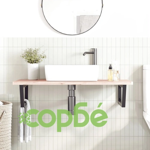 Стенен рафт за мивка от стомана и масивна букова дървесина, 100 x 50 x 2,5 см ➤ топ цена ➤ sorbe.bg