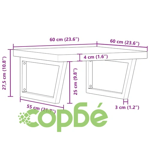 Стенен рафт за мивка от стомана и масивно дърво бук, 60 x 60 см ➤ топ цена ➤ sorbe.bg