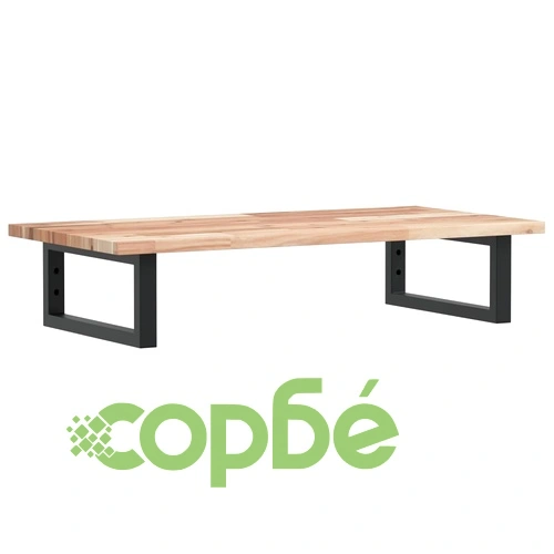 Стенен рафт за мивка от стомана и масивна акациева дървесина, 80x40x2 см ➤ топ цена ➤ sorbe.bg