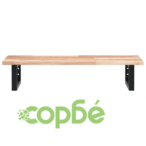 Стенен рафт за мивка от стомана и масивна акациева дървесина, 80x40x2 см ➤ топ цена ➤ sorbe.bg