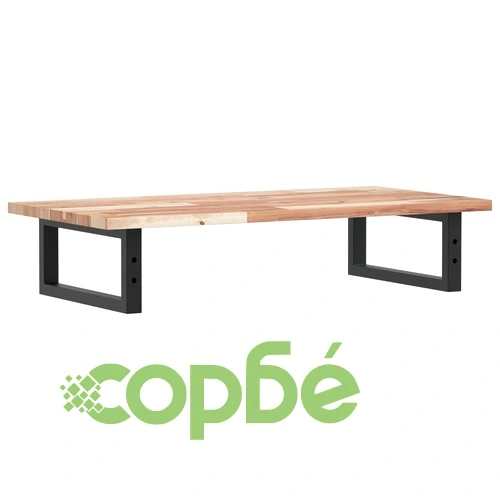 Стенен рафт за мивка от стомана и масивна акациева дървесина, 80x40x2 см ➤ топ цена ➤ sorbe.bg