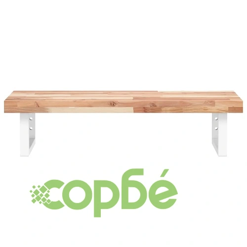 Стенен рафт за мивка от масивно акациево дърво и стомана, 80 x 40 x 4 см ➤ топ цена ➤ sorbe.bg