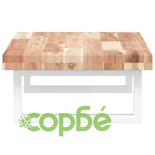 Стенен рафт за мивка от масивно акациево дърво и стомана, 80 x 40 x 4 см ➤ топ цена ➤ sorbe.bg