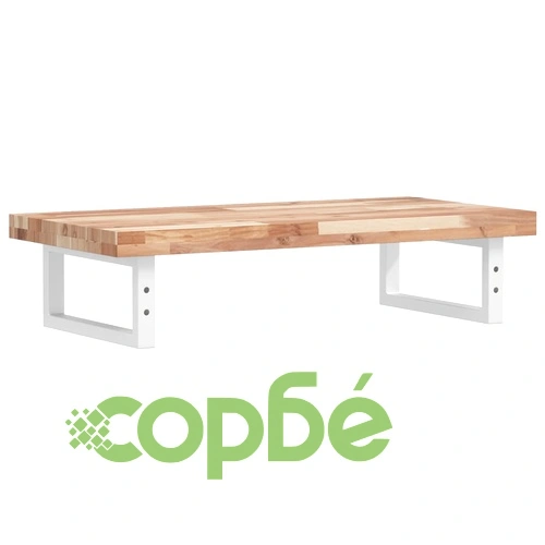 Стенен рафт за мивка от масивно акациево дърво и стомана, 80 x 40 x 4 см ➤ топ цена ➤ sorbe.bg