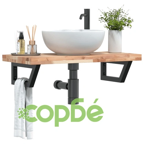 Стенен рафт за мивка от стомана и масивна акация, 80 x 40 x 4 см ➤ топ цена ➤ sorbe.bg