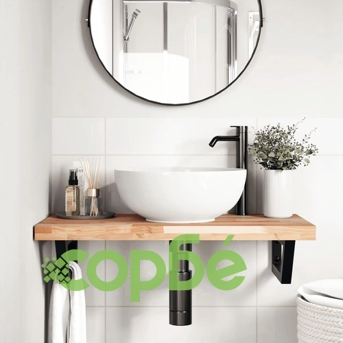 Стенен рафт за мивка от стомана и масивна акация, 80 x 40 x 4 см ➤ топ цена ➤ sorbe.bg