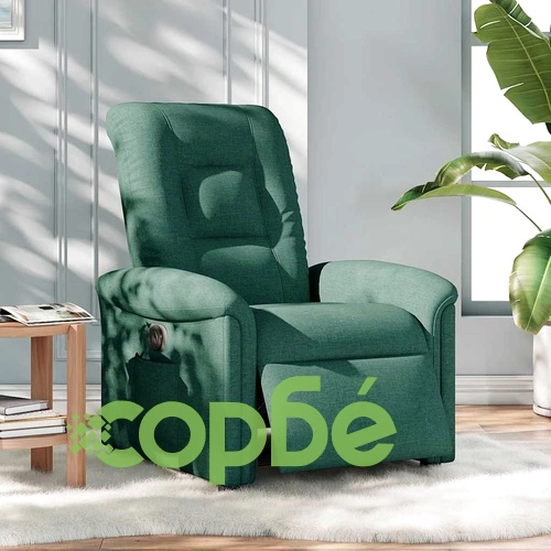 Електрически реклайнер стол от текстил, тъмнозелен, 77x91.5x96 см ➤ топ цена ➤ sorbe.bg