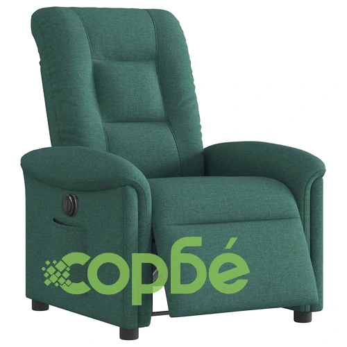 Електрически реклайнер стол от текстил, тъмнозелен, 77x91.5x96 см ➤ топ цена ➤ sorbe.bg