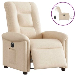Електрически реклайнер стол от кремав текстил 77x91.5x96 см