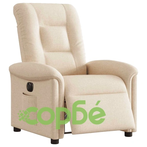 Електрически реклайнер стол от кремав текстил 77x91.5x96 см ➤ топ цена ➤ sorbe.bg