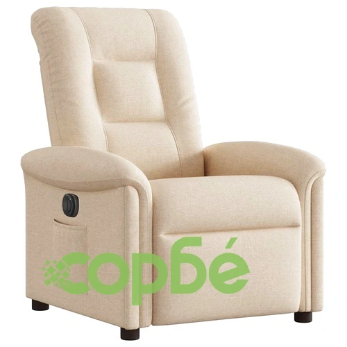 Електрически реклайнер стол от кремав текстил 77x91.5x96 см ➤ топ цена ➤ sorbe.bg