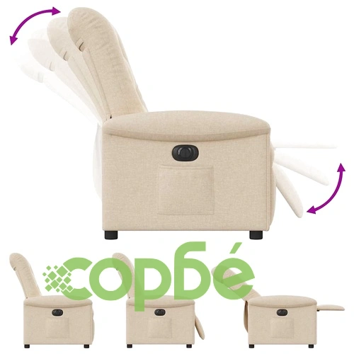 Електрически реклайнер стол от кремав текстил 77x91.5x96 см ➤ топ цена ➤ sorbe.bg